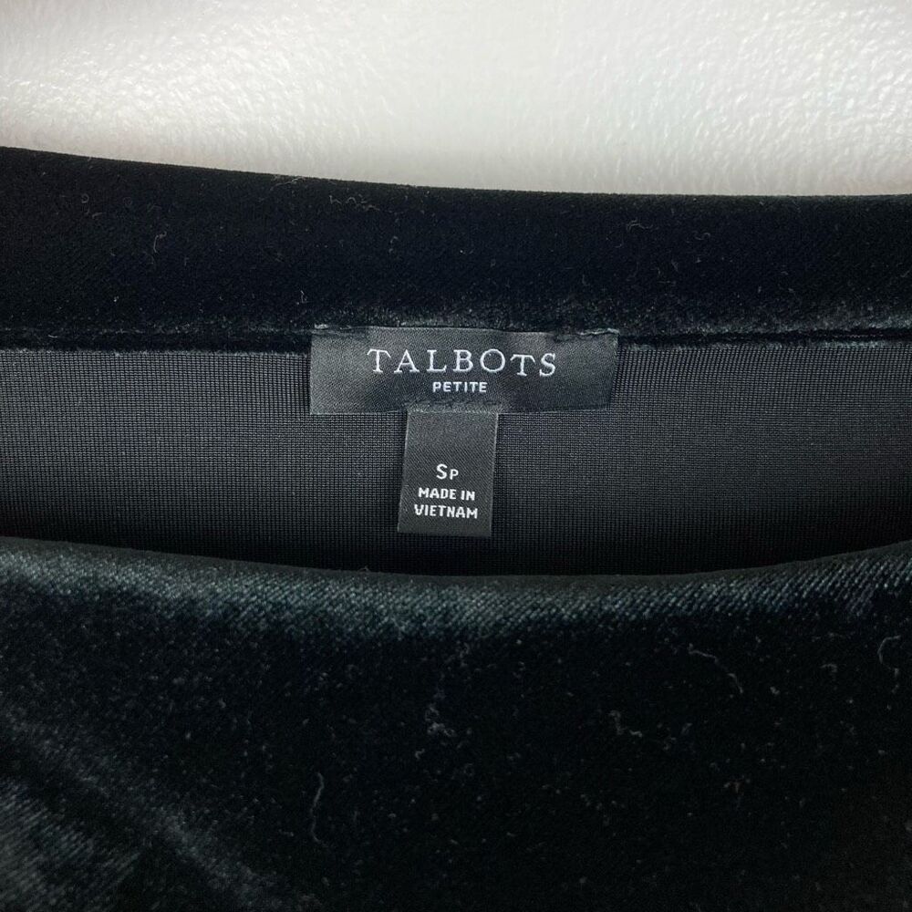 Talbots Black Velvet Off the Shoulder Stretch Top Petite PS Romantic Mob Wife - Picture 2 of 7